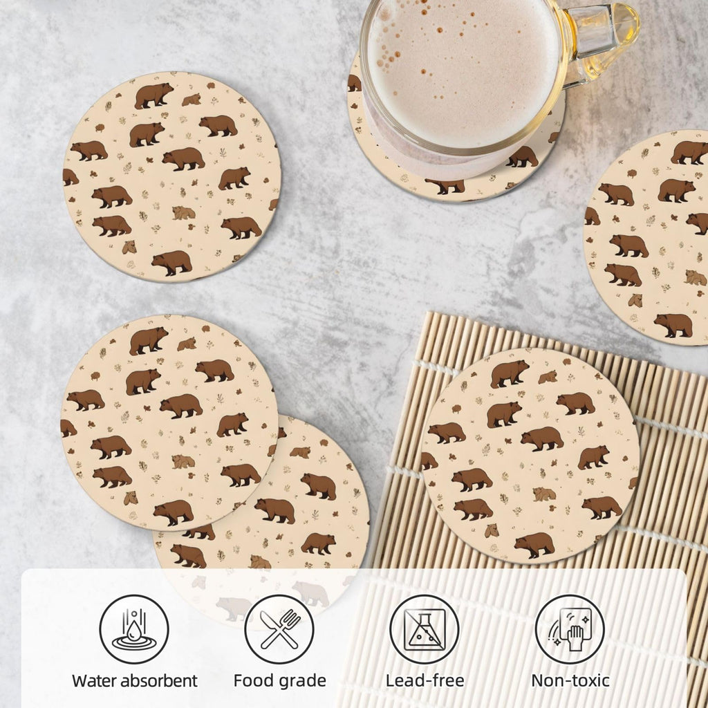 6-Piece Set of Absorbent Ceramic Coasters with Cork Backing G48485