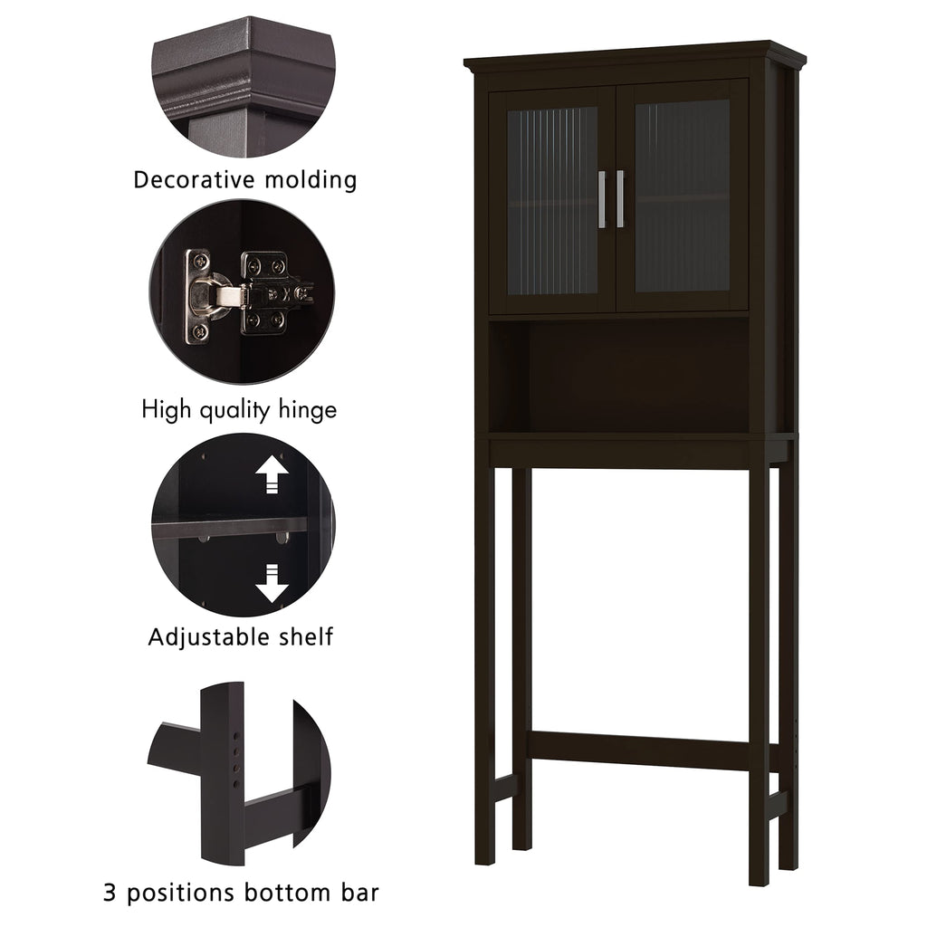 Over the Toilet Storage Cabinet with Glass Doors T189