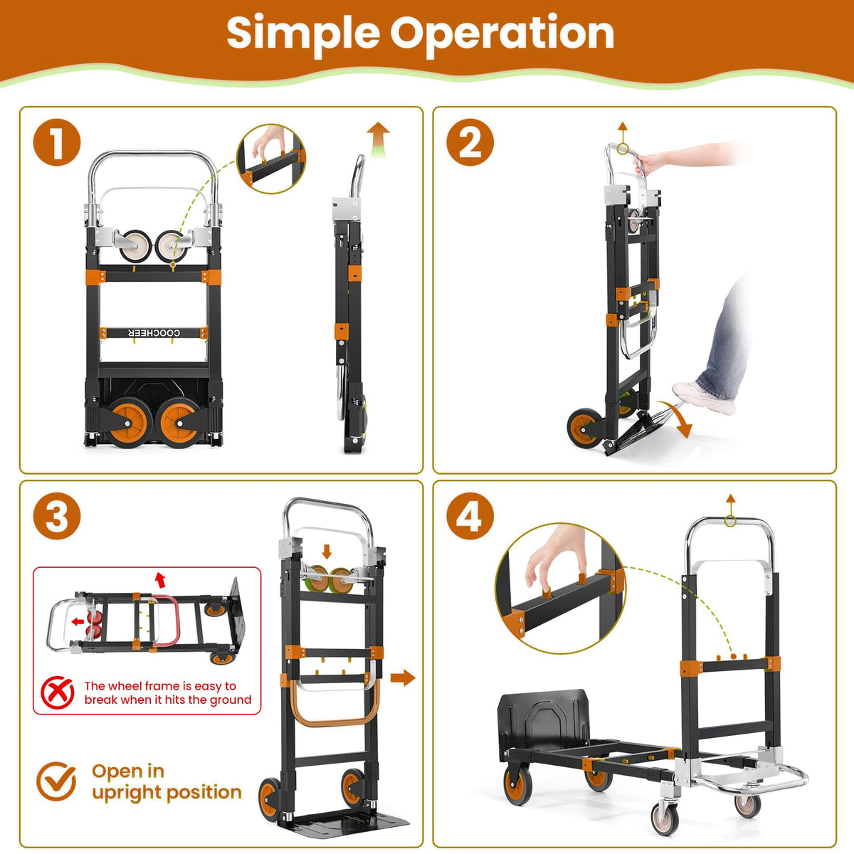 Folding Hand Truck Orange O76236