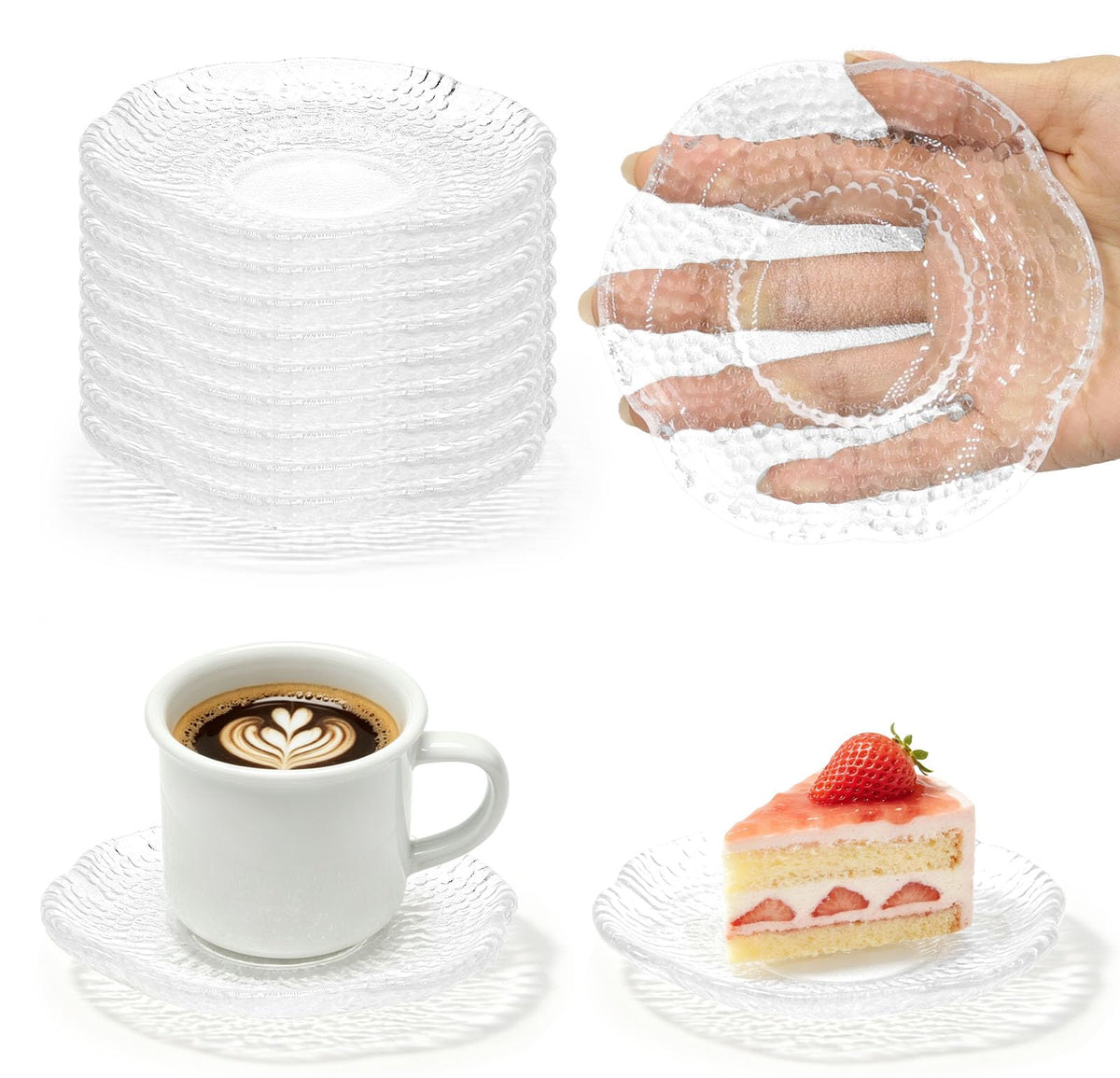 12 Pack 4.7 Inch Clear Glass Dessert Plates P1465