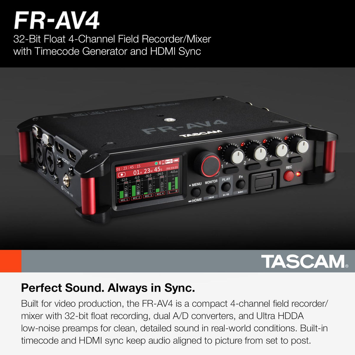 4-Channel 32-Bit Float Field Recorder with Mixer C4797