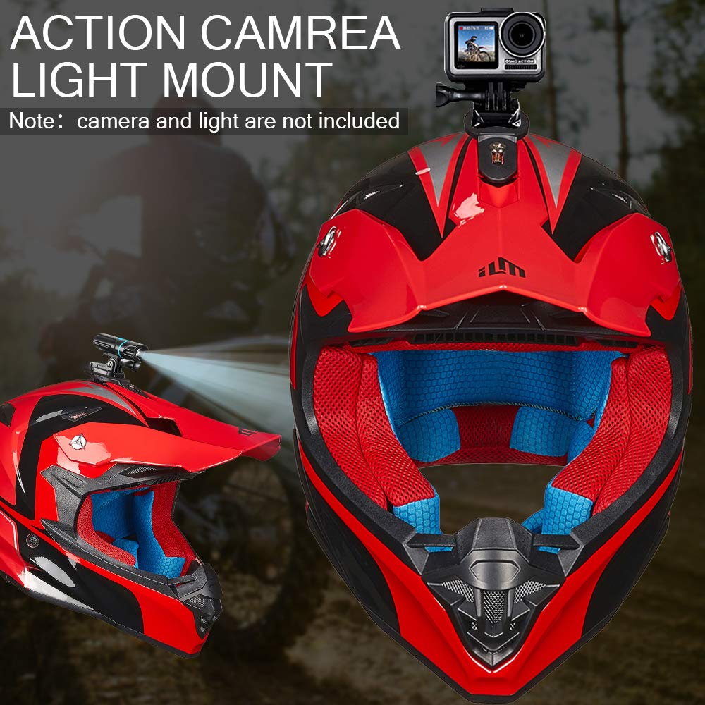 Adult Dirt Bike Helmets ATV Motocross Helmet with Camera Mount DOT Red Black M I322110