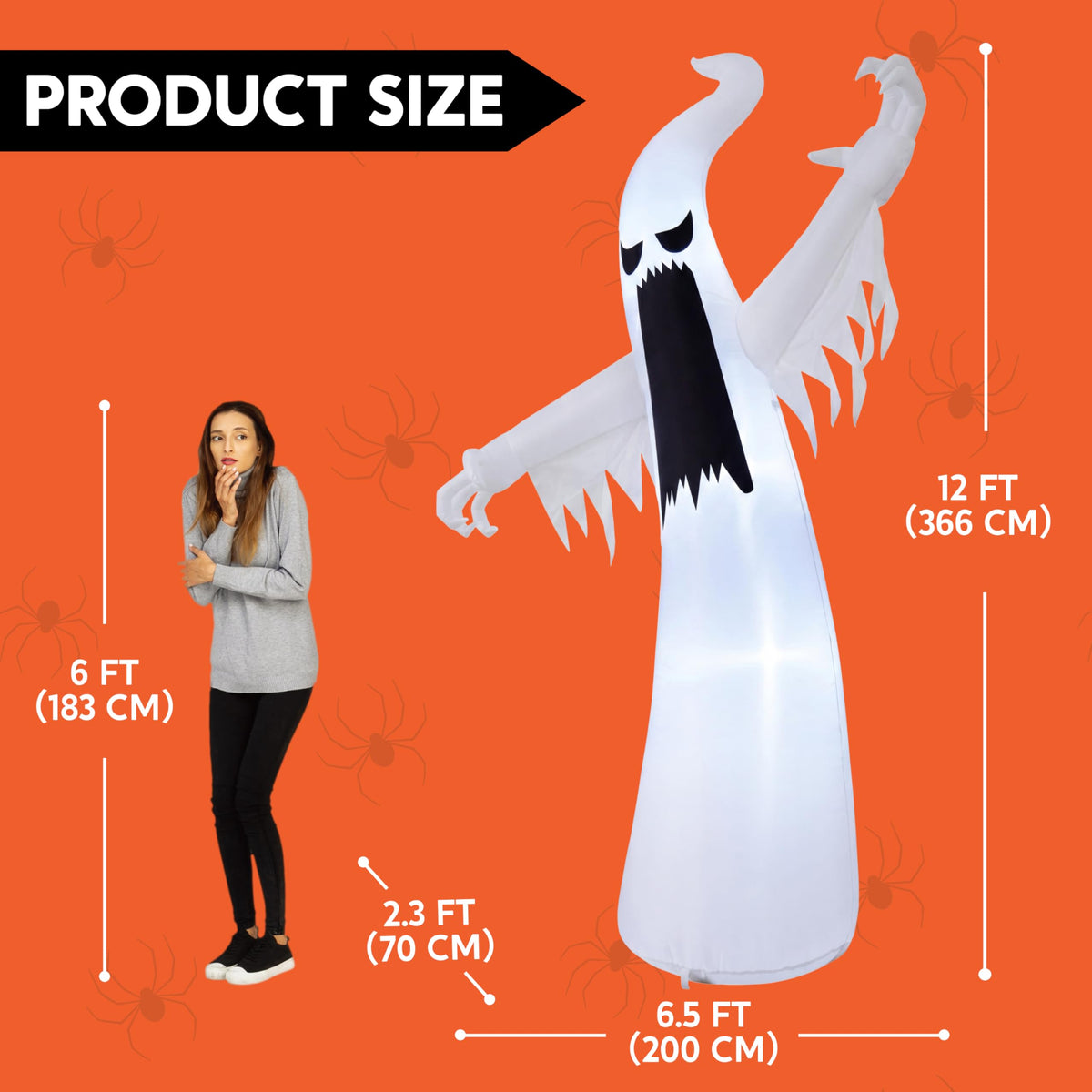 12 FT Inflatable Ghost Outdoor Decoration with LEDs B32486