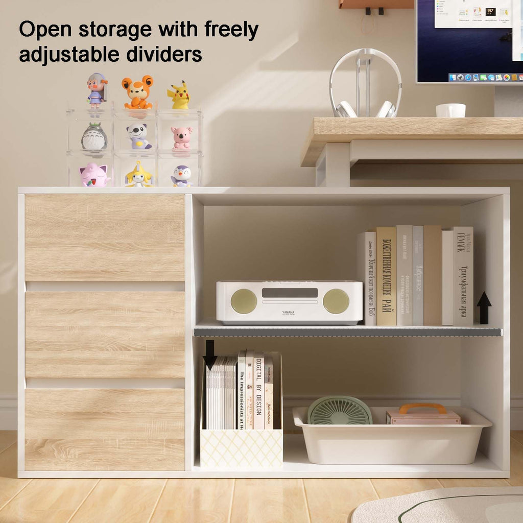 L Shaped Computer Desk with File Drawers & Storage Shelves U90065