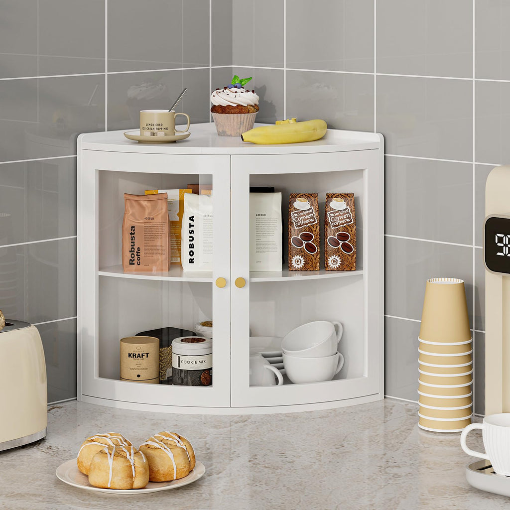 White Double Layer Large Bread Box with Acrylic Doors B5968
