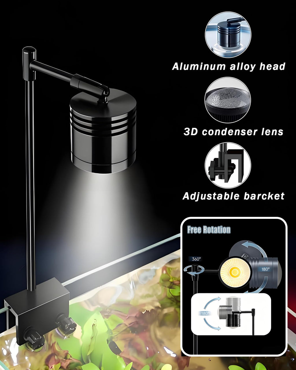 3 Gallon Ultra-Clear Glass Fish Tank with Filter and Led Light P44360