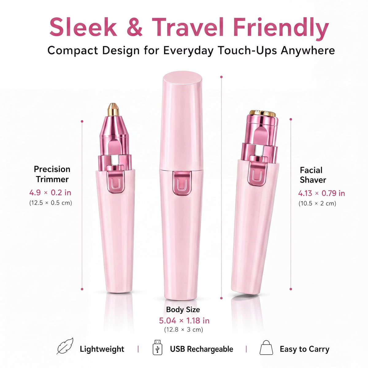 Pink USB Rechargeable Facial Hair Remover I7033