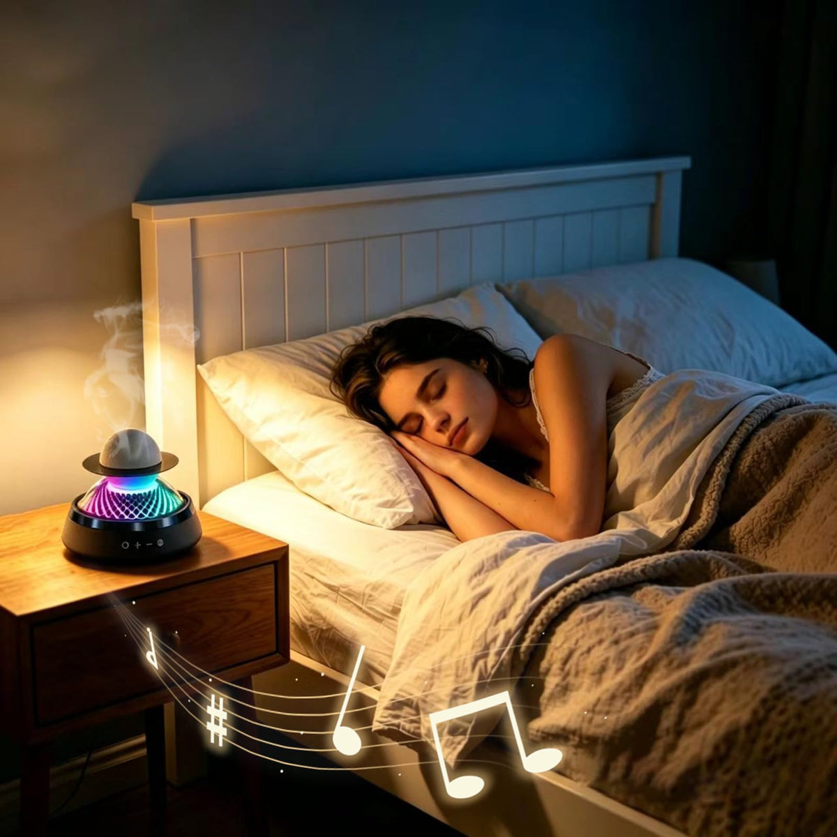 Black Portable Bluetooth Speaker with LED Night Light and Essential Oil Diffuser U15948