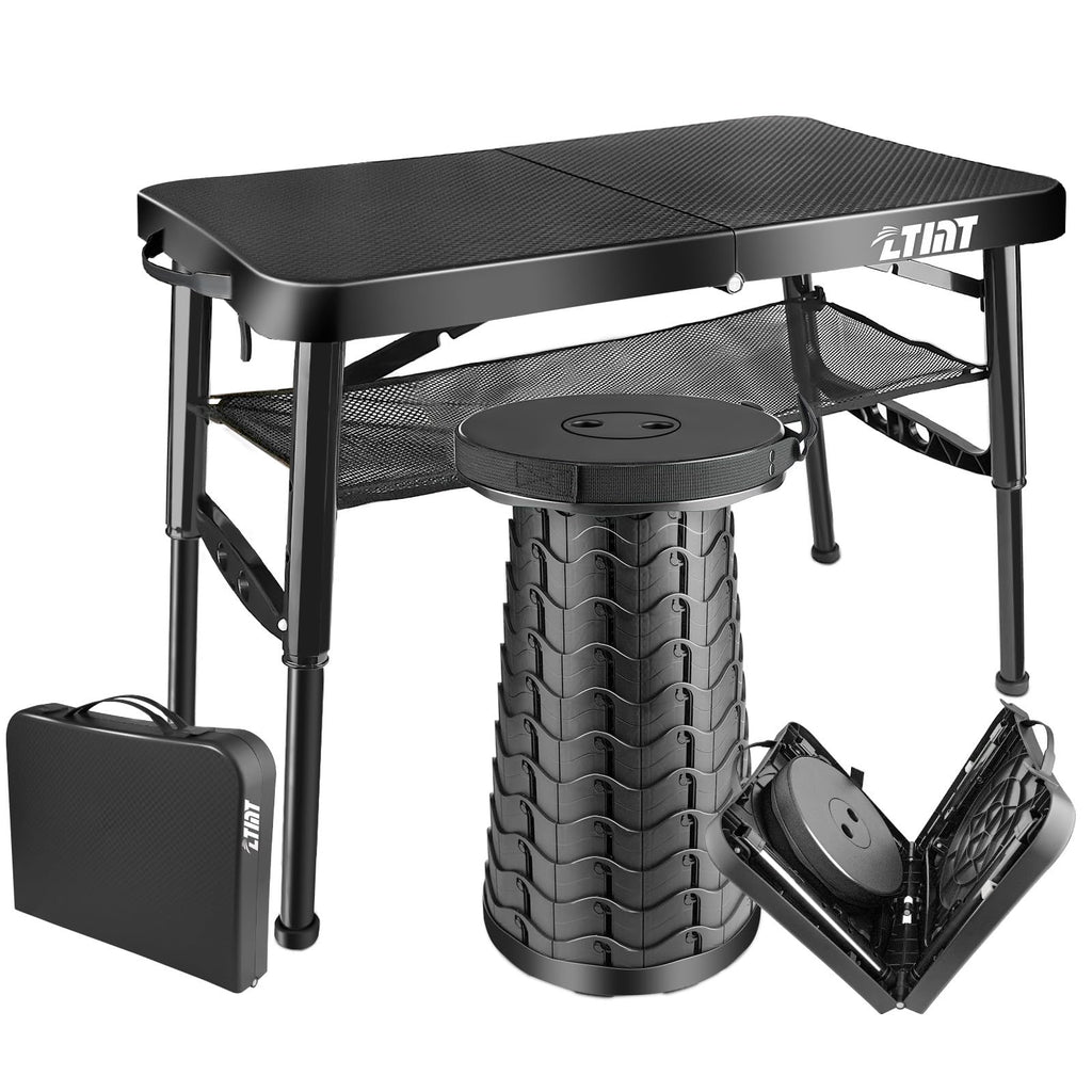 Black 4 Foot Folding Table and Stool N462001