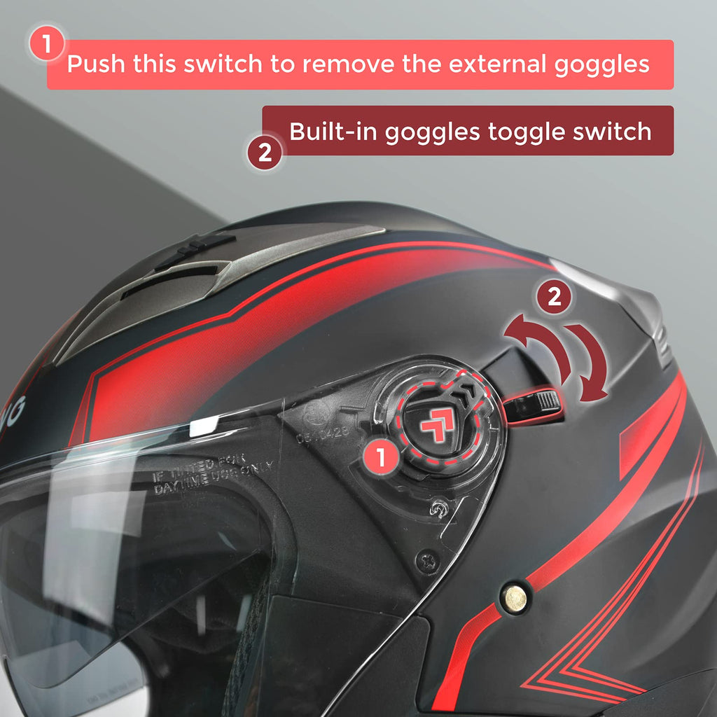 3/4 Open Face Motorcycle Helmet with Double Visor R69325