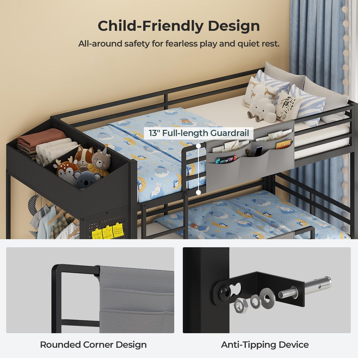 Triple Bunk Bed with 6 Storage Drawers O8135