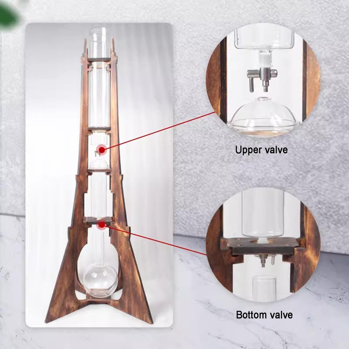 Ice Drip Coffee Maker with Wooden Frame and Glassware Q8663