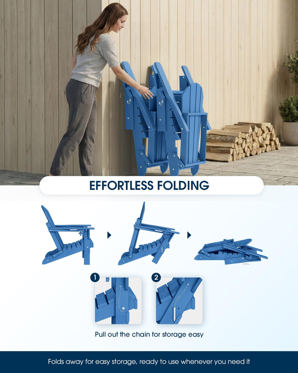 Folding Adirondack Chair Navy Blue T983014