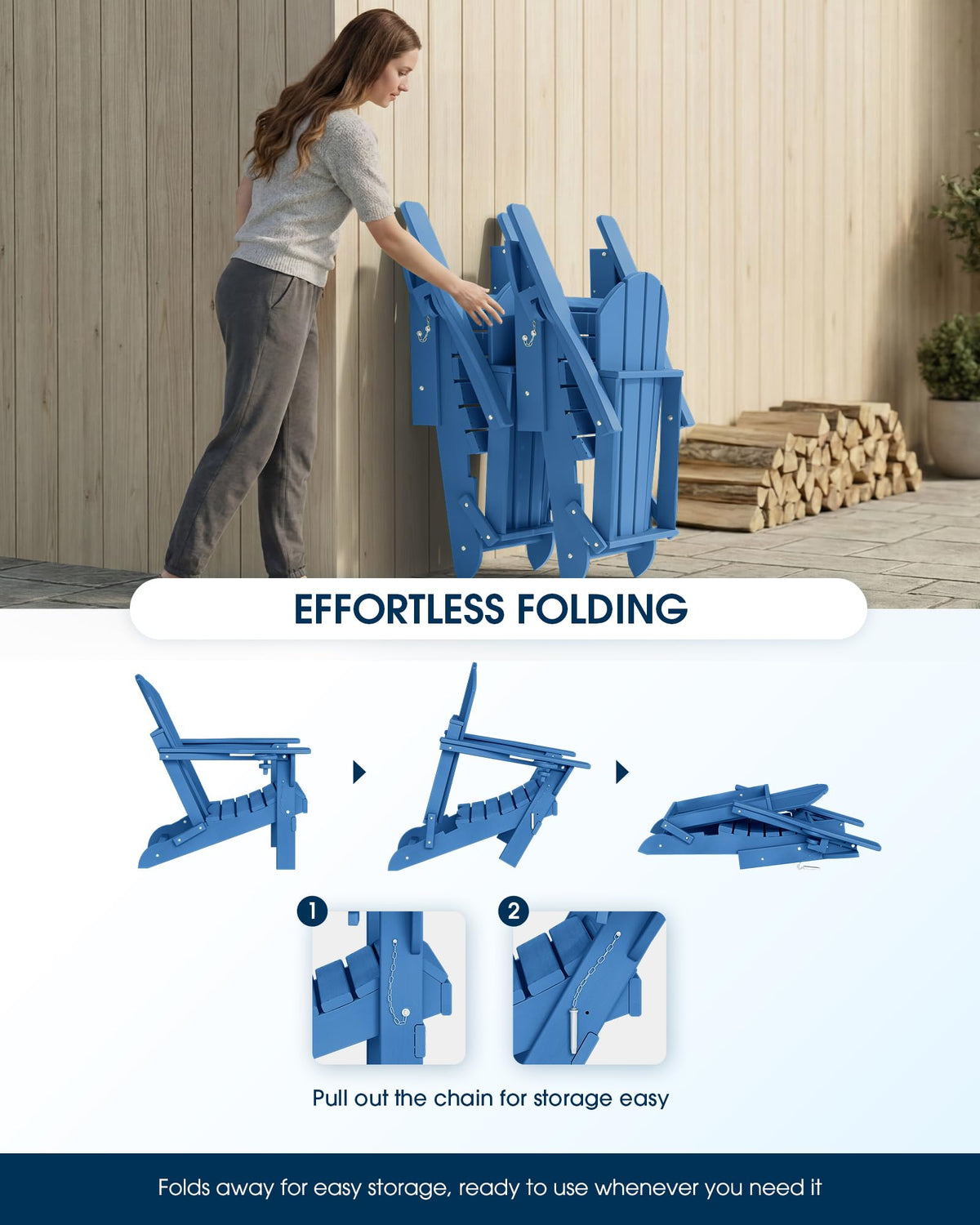 Folding Adirondack Chair Navy Blue T983014