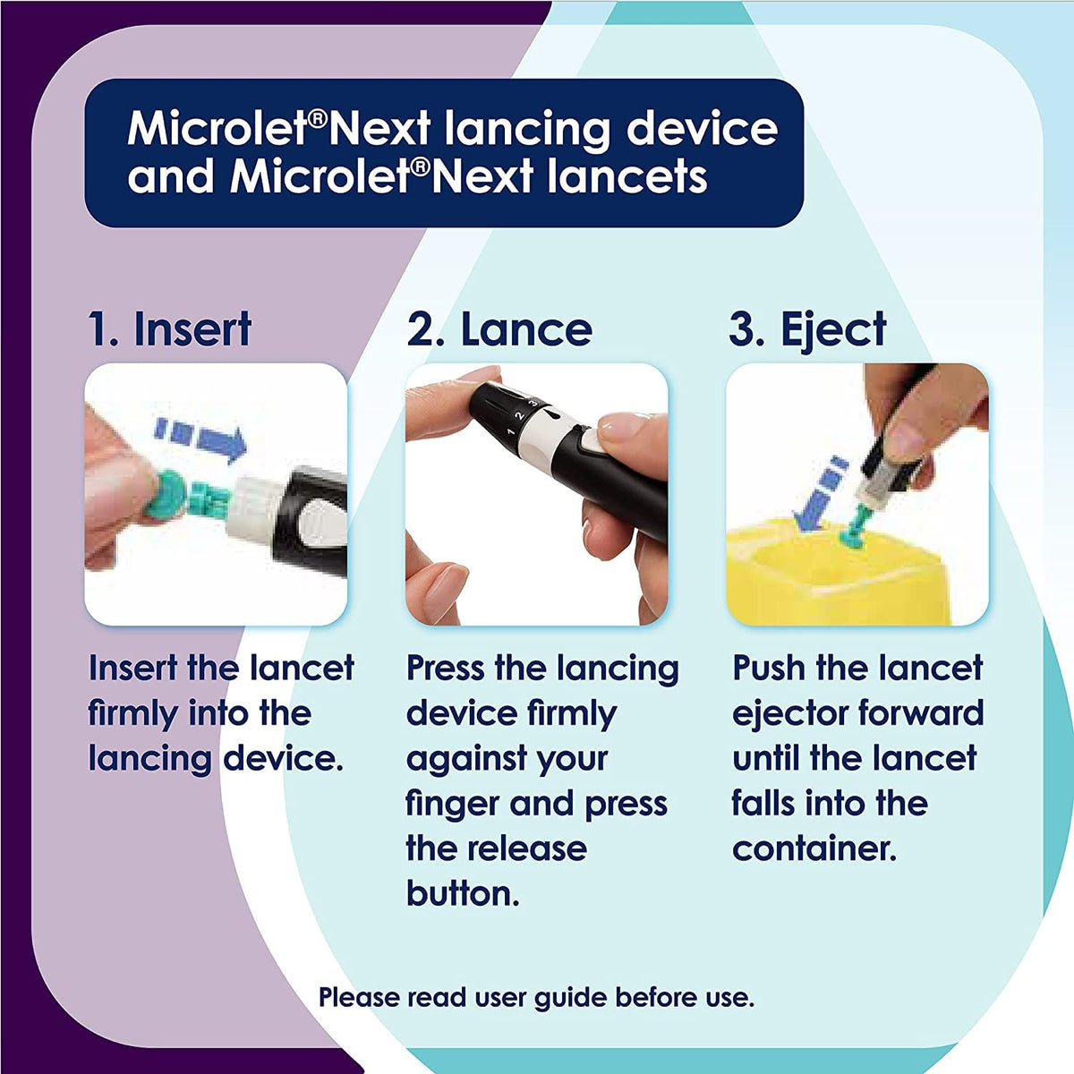 Colored Lancets 100 Each Pack of 2 with Lancing Device O331