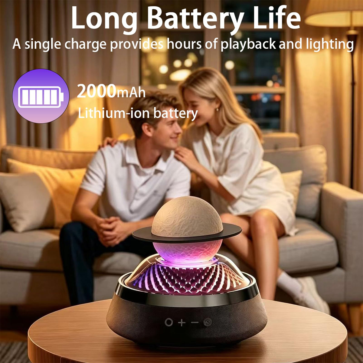 Black Portable Bluetooth Speaker with LED Night Light and Essential Oil Diffuser U15948