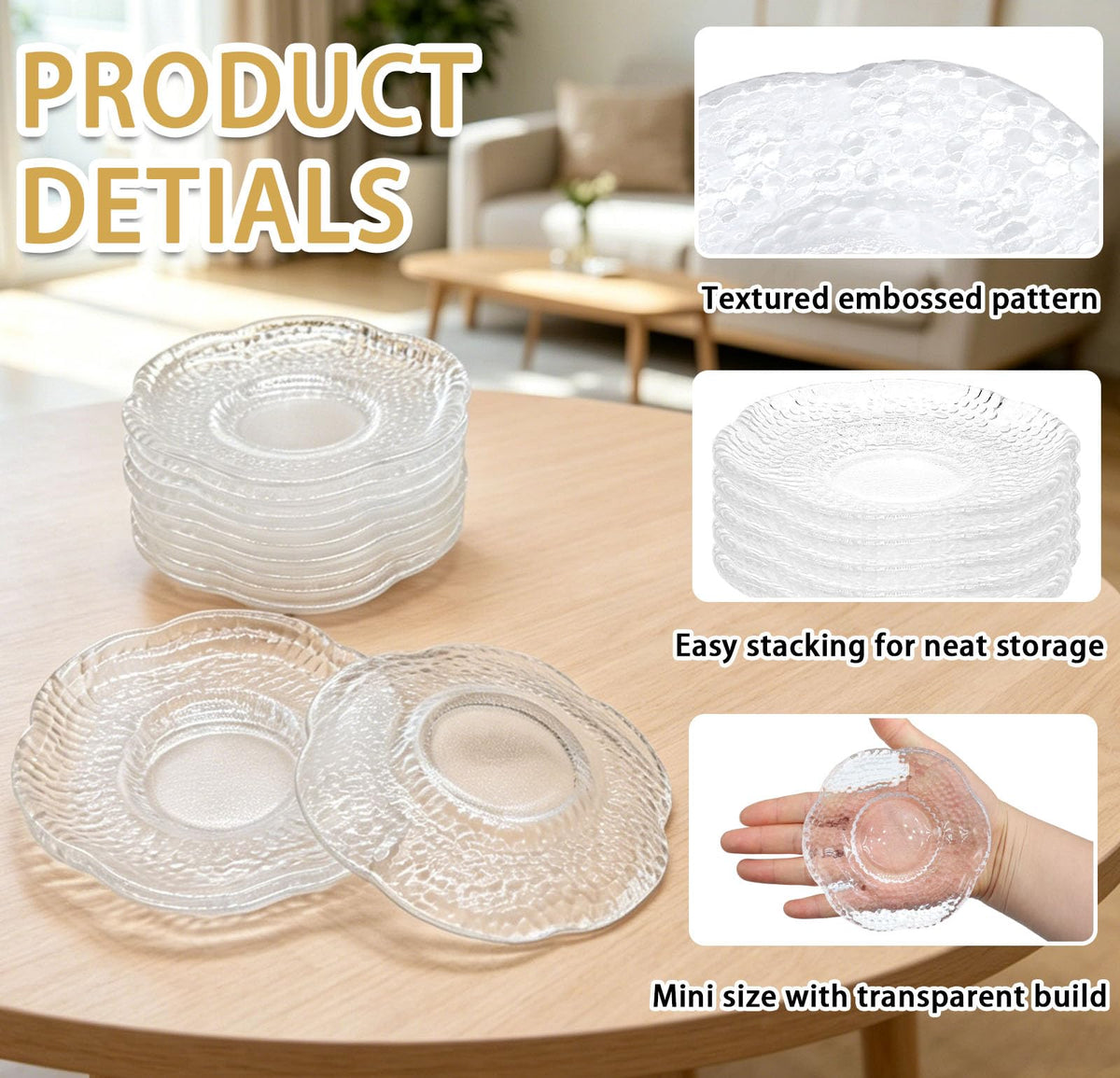 12 Pack 4.7 Inch Clear Glass Dessert Plates P1465