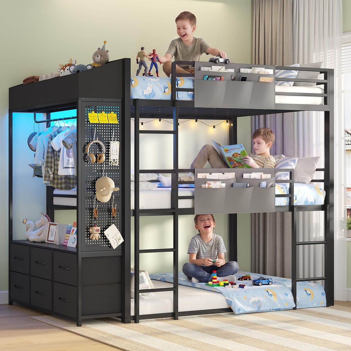 Triple Bunk Bed with 6 Storage Drawers O8135