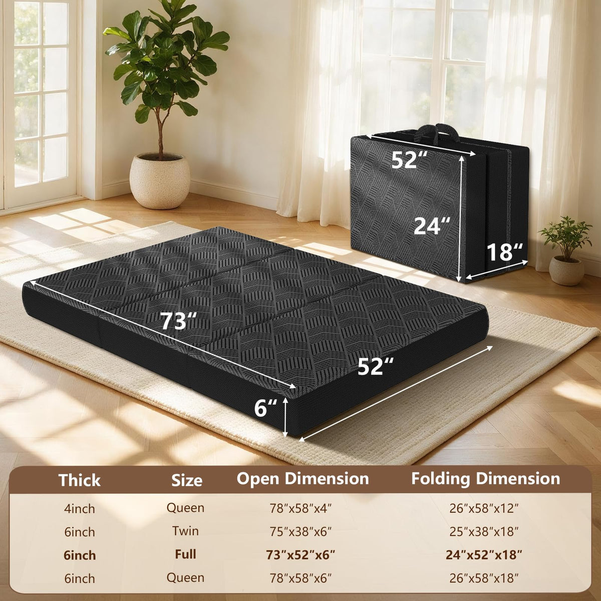 6 Inch Full Trifold Mattress N6351