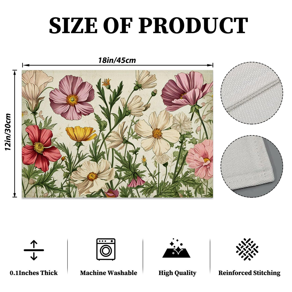 Floral Linen Placemats Set of 4 C459