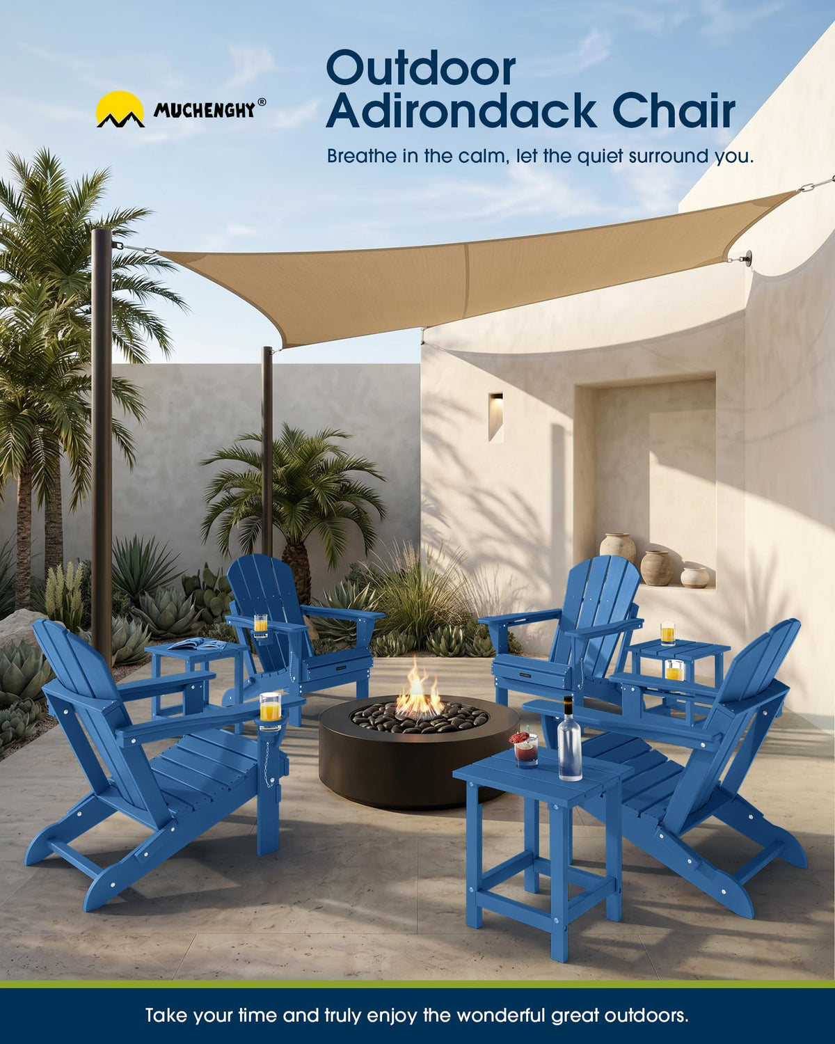 Folding Adirondack Chair Navy Blue T983014
