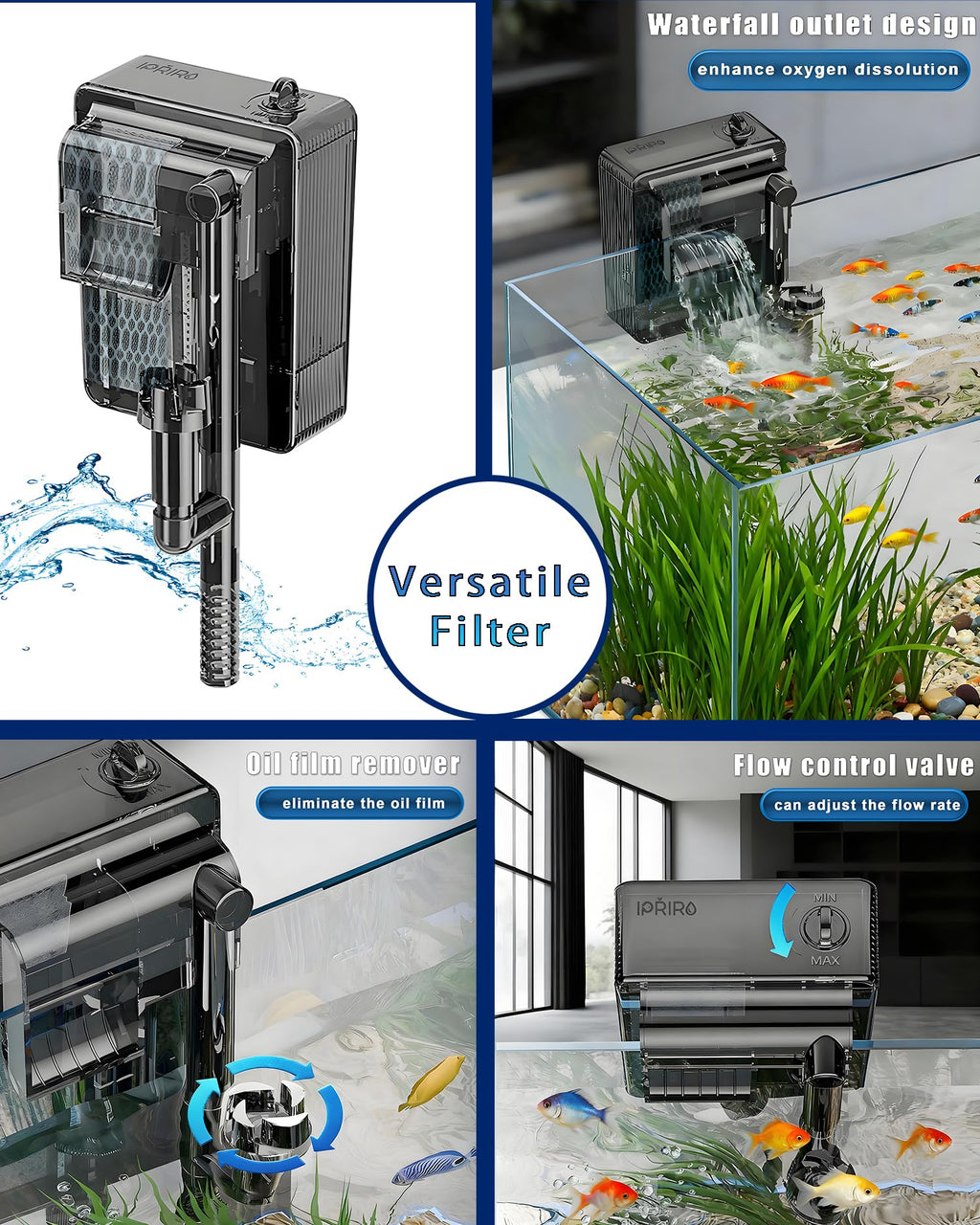 3 Gallon Ultra-Clear Glass Fish Tank with Filter and Led Light P44360