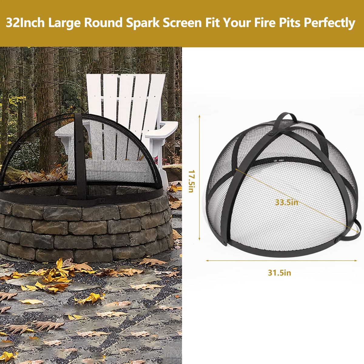 32" Round Fire Pit Spark Screen Cover with Door P519412
