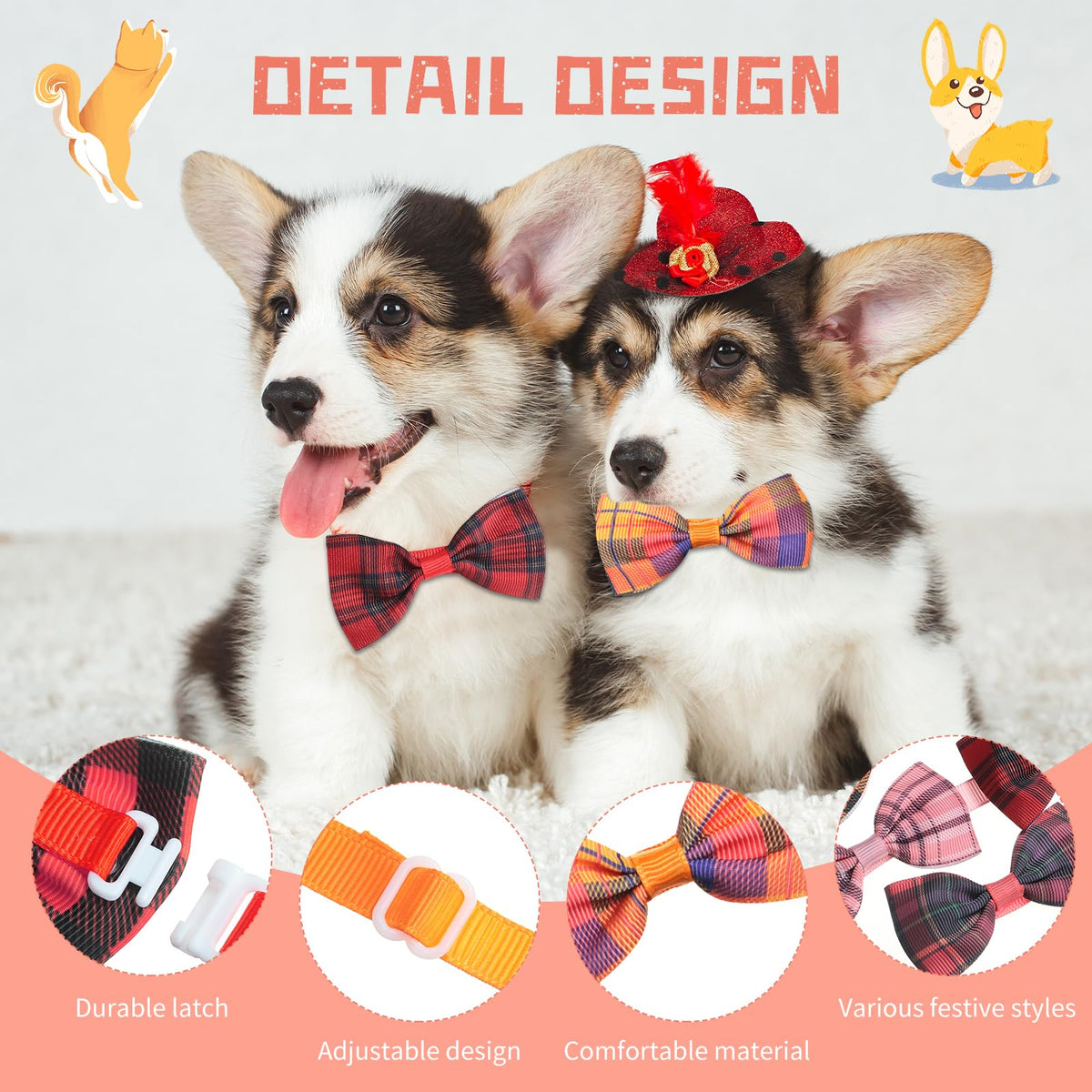 80 Pcs Dog Bow Ties Assorted Pattern H55290