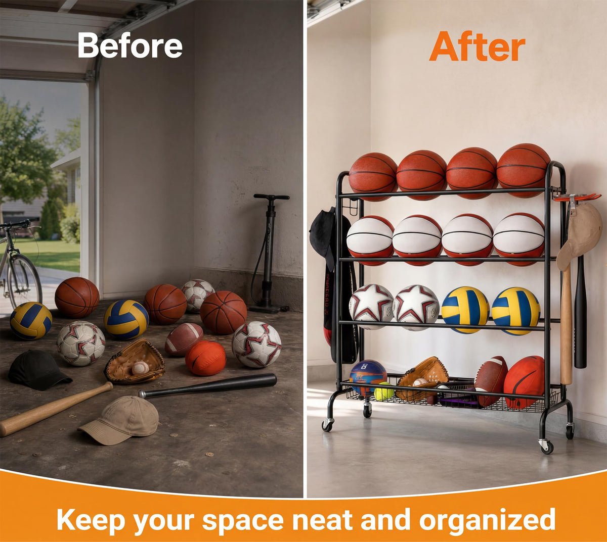 4 Tier Basketball Rack with Wheels H4642