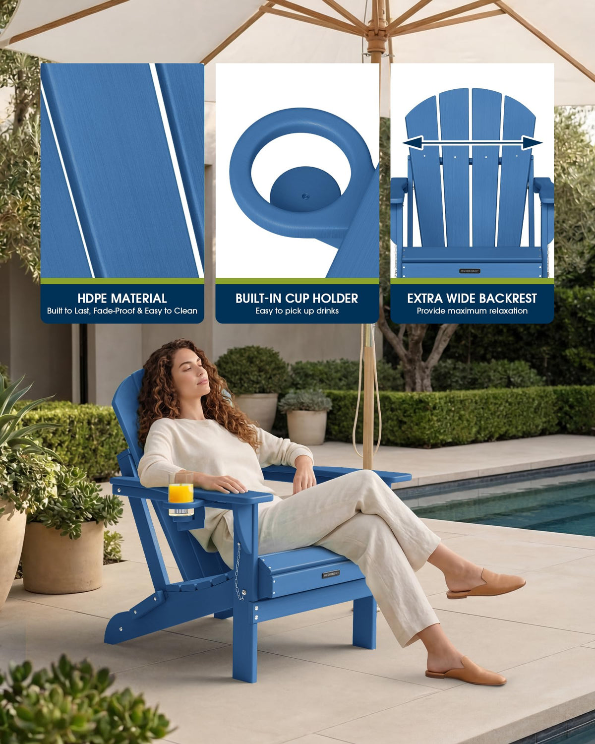 Folding Adirondack Chair Navy Blue T983014