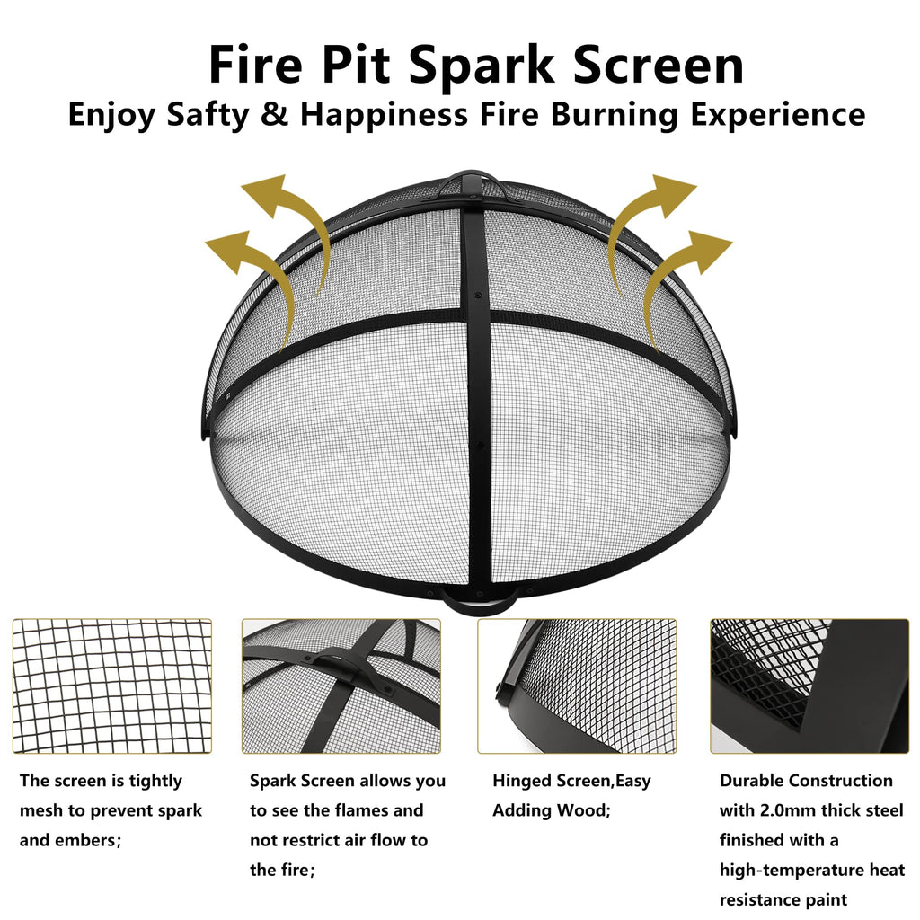 32" Round Fire Pit Spark Screen Cover with Door P519412