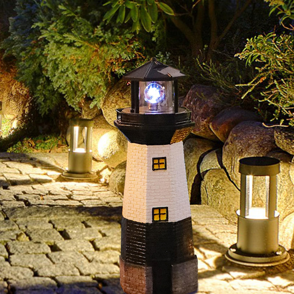 Solar Powered Lighthouse Garden Light with Rotating Beacon Y364