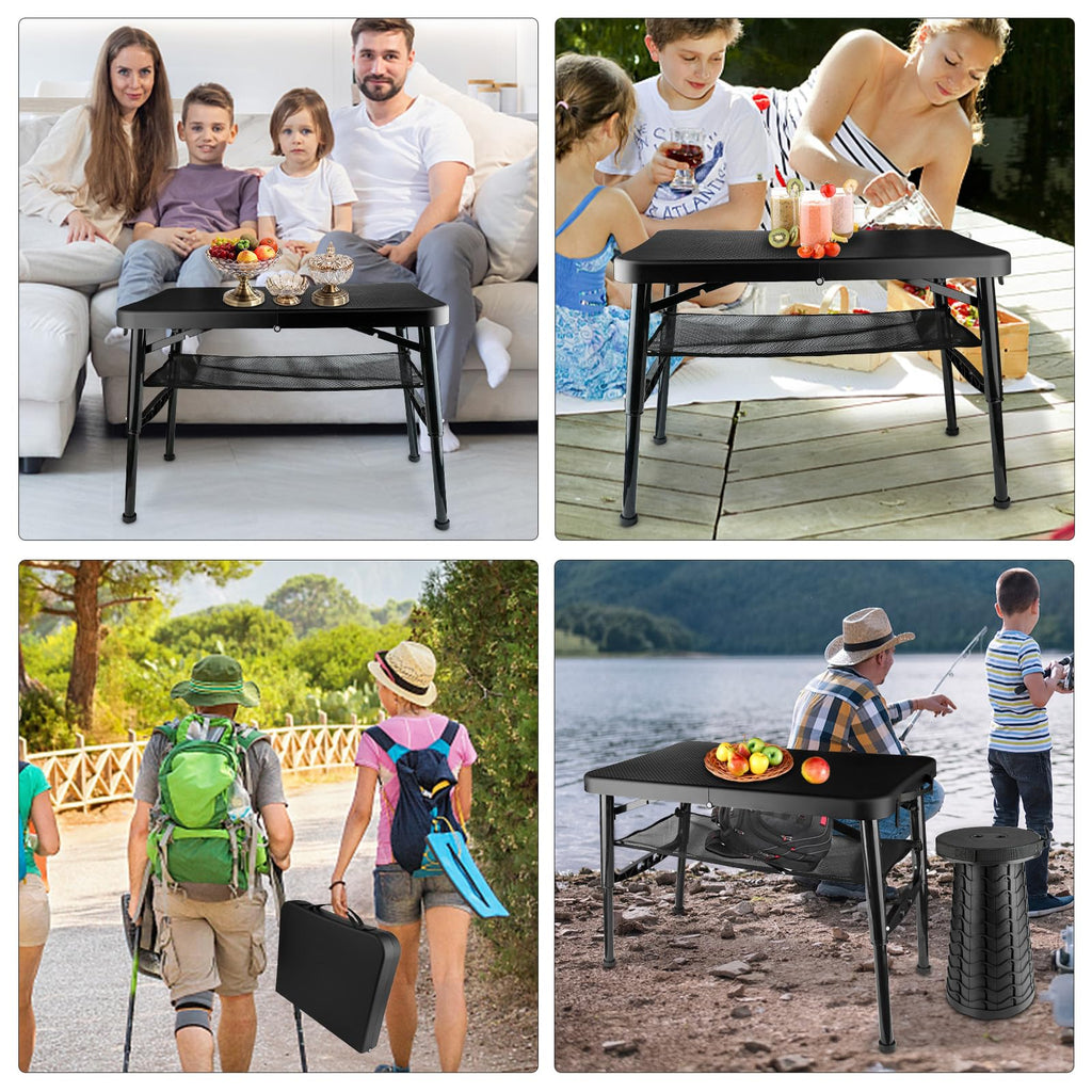 Black 4 Foot Folding Table and Stool N462001
