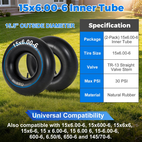 15x6.00-6 Lawn Mower Inner Tube, 2 Pack G217186