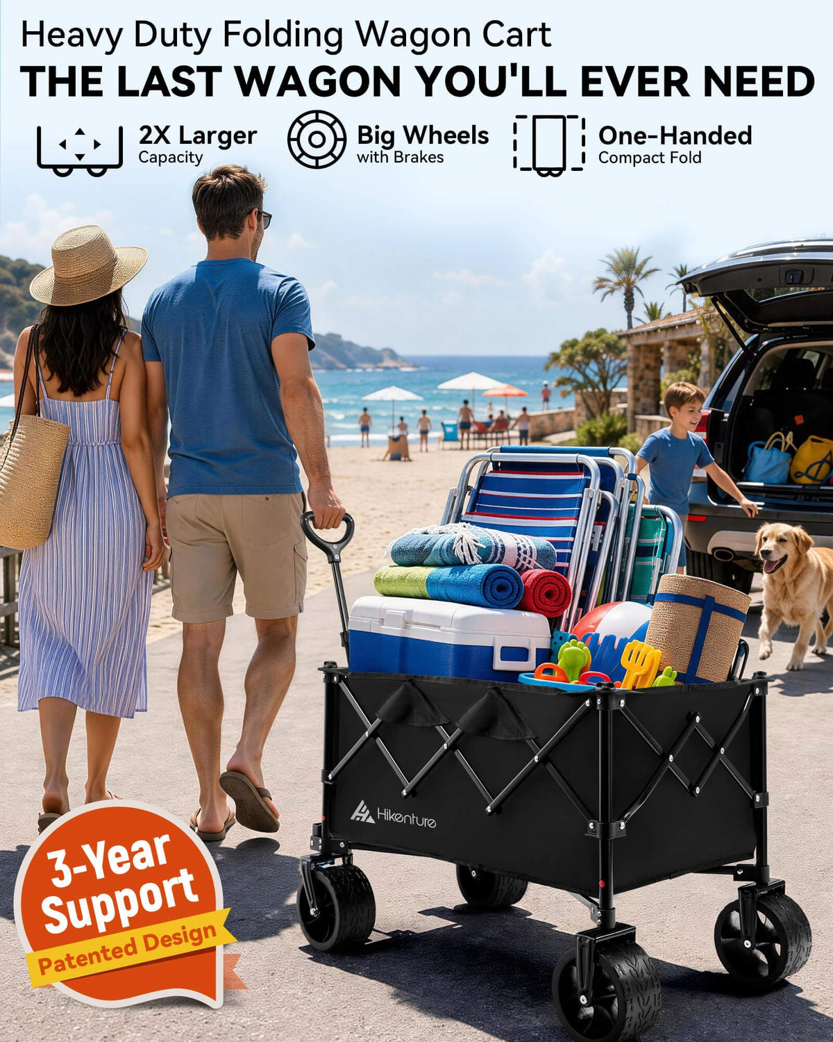 Foldable Beach Wagon with Big Wheels W75730