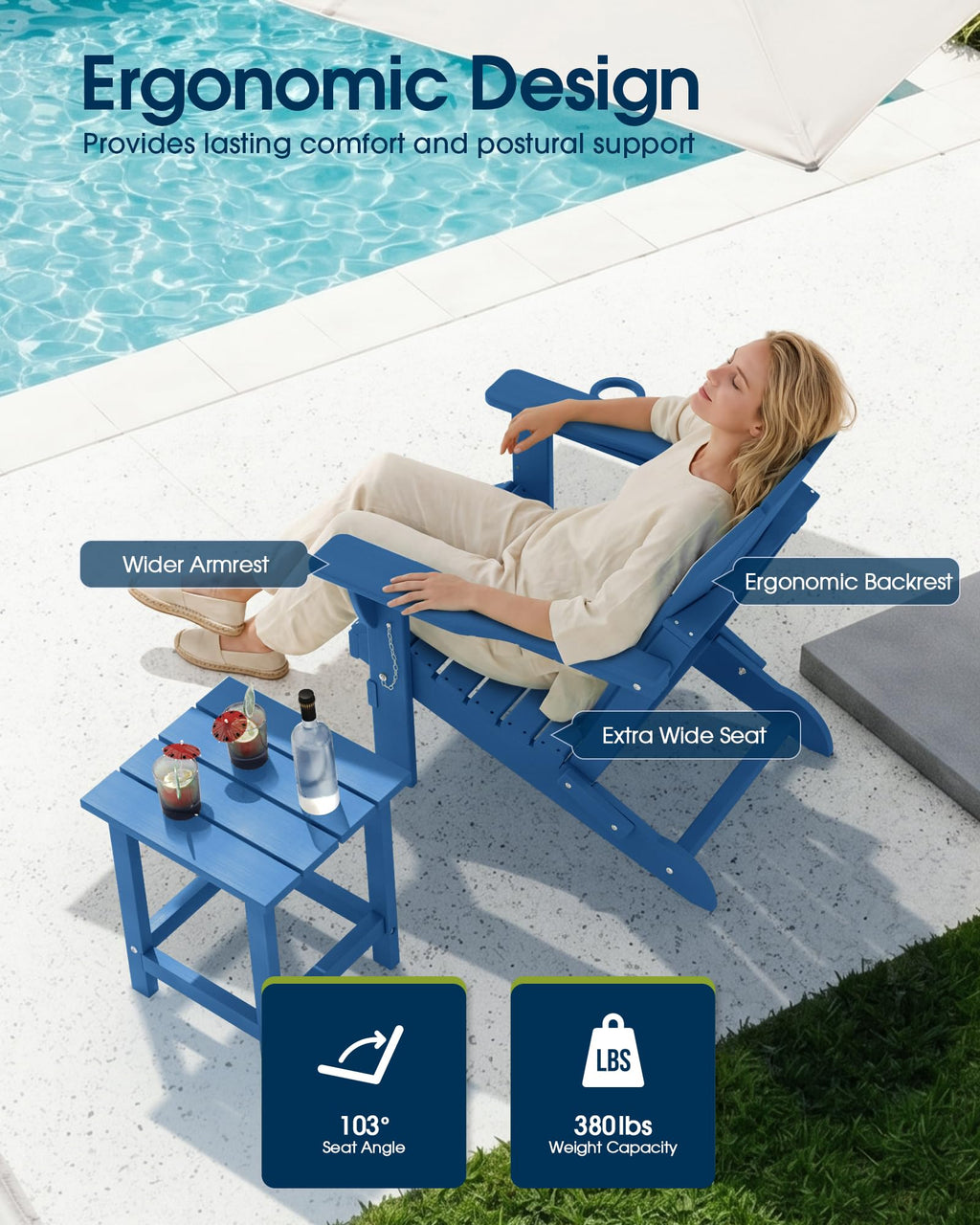 Folding Adirondack Chair Navy Blue T983014