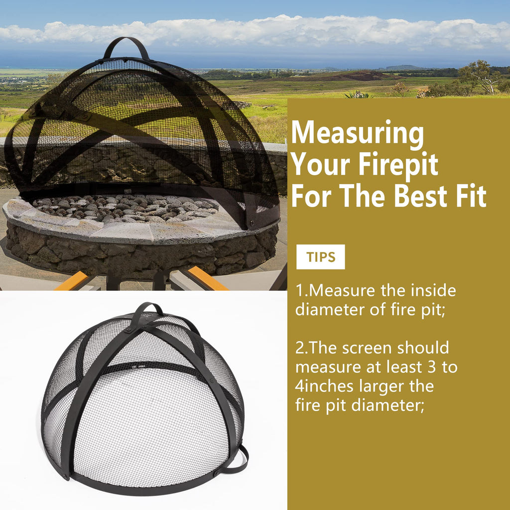 32" Round Fire Pit Spark Screen Cover with Door P519412