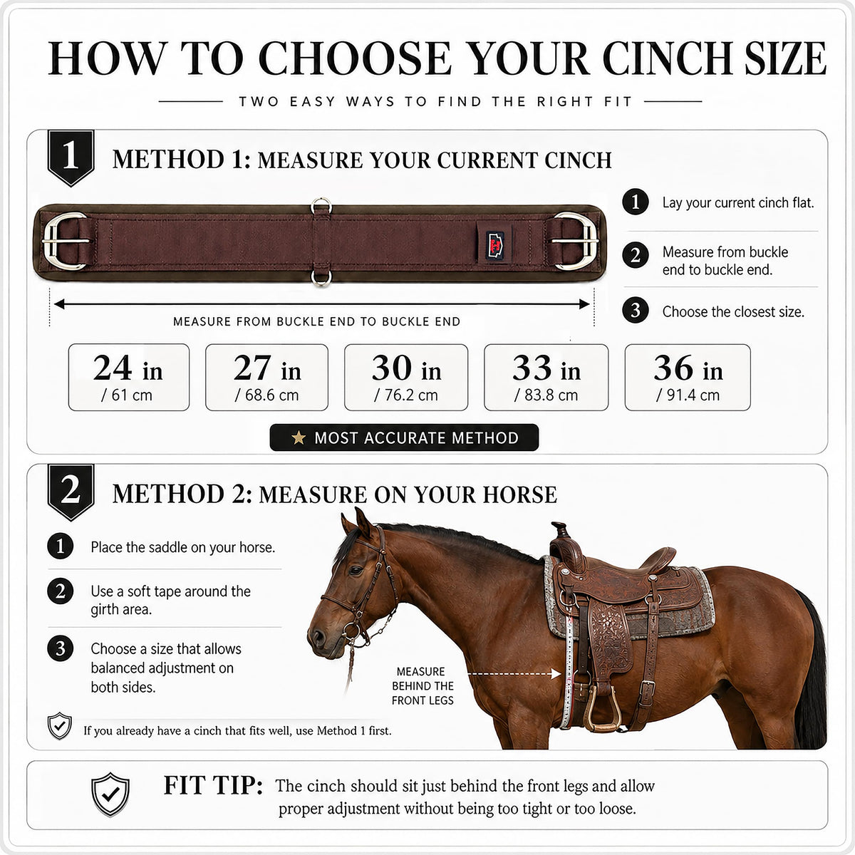 Western Horse Cinch with Stainless Steel Buckles J969