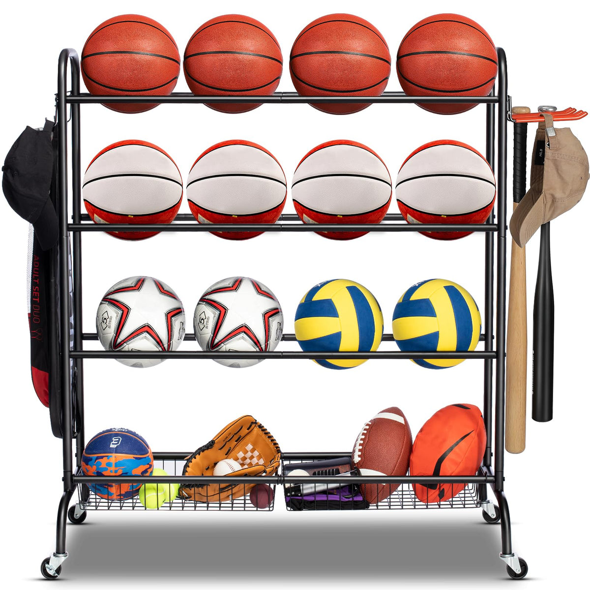 4 Tier Basketball Rack with Wheels H4642
