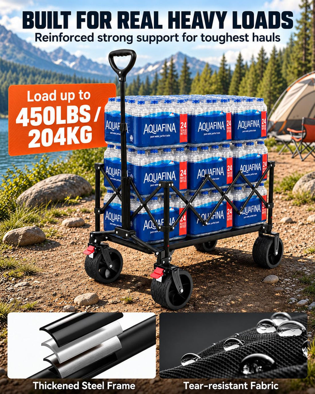 Foldable Beach Wagon with Big Wheels W75730