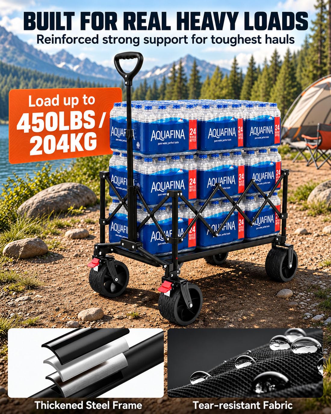 Foldable Beach Wagon with Big Wheels W75730