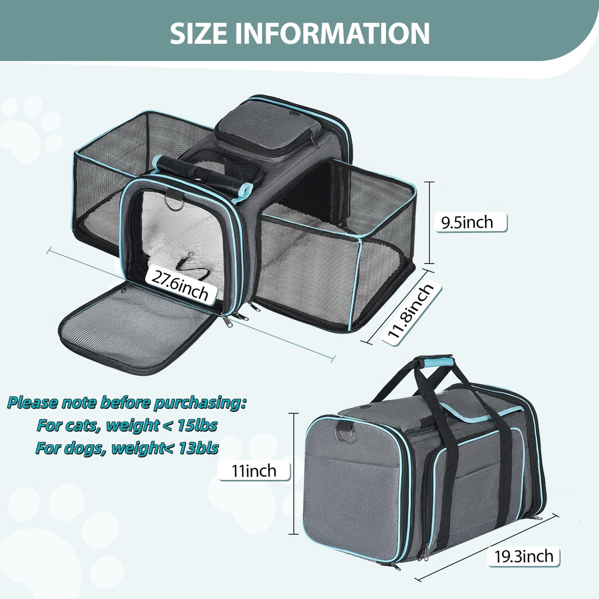Expandable Soft-Sided Dog and Cat Carrier E5368