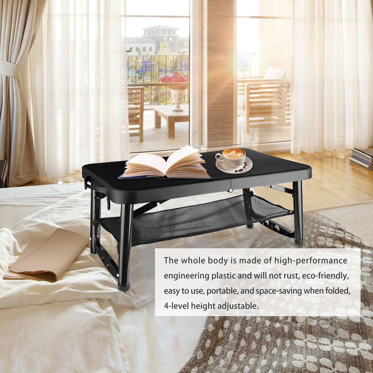 Black 4 Foot Folding Table and Stool N462001
