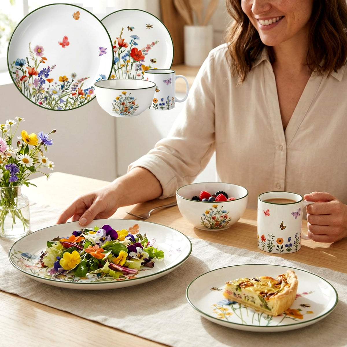 16 Pcs Ceramic Dinnerware Set W583539