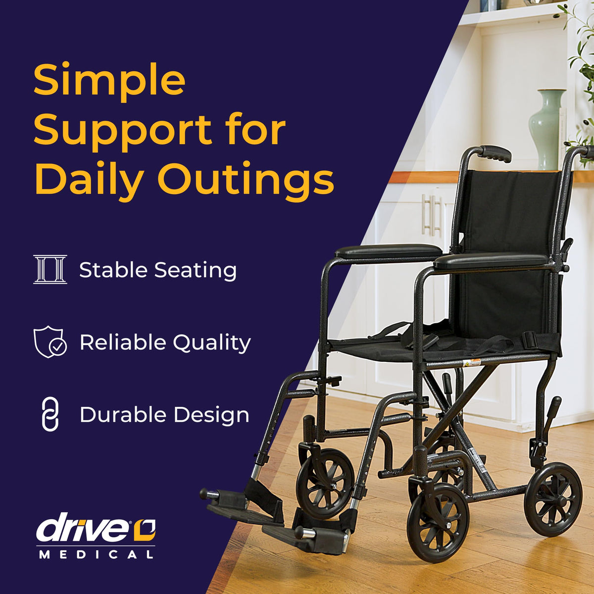 Folding Transport Wheelchair with Swing-Away Footrest M6599