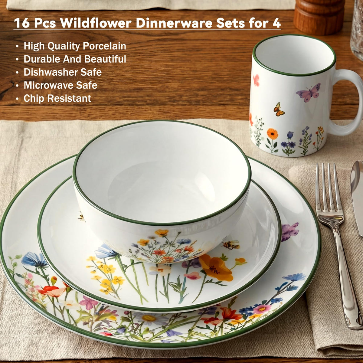 16 Pcs Ceramic Dinnerware Set W583539