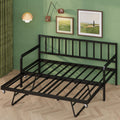 Twin Daybed with Pop Up Trundle, Metal Steel Slats, Black Z835765