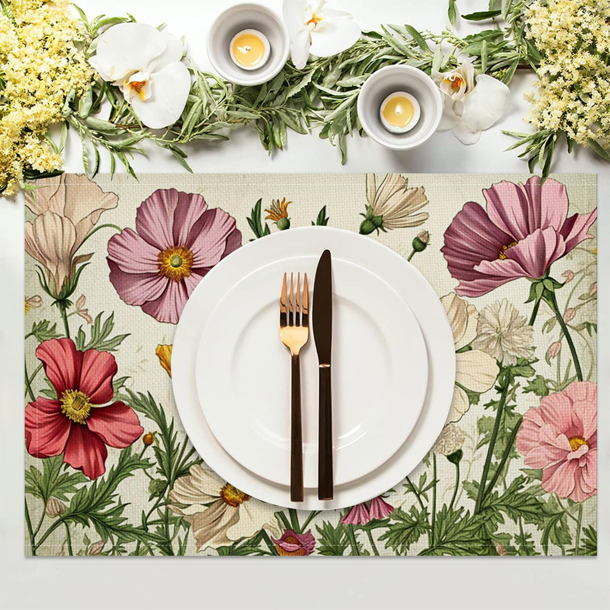 Floral Linen Placemats Set of 4 C459