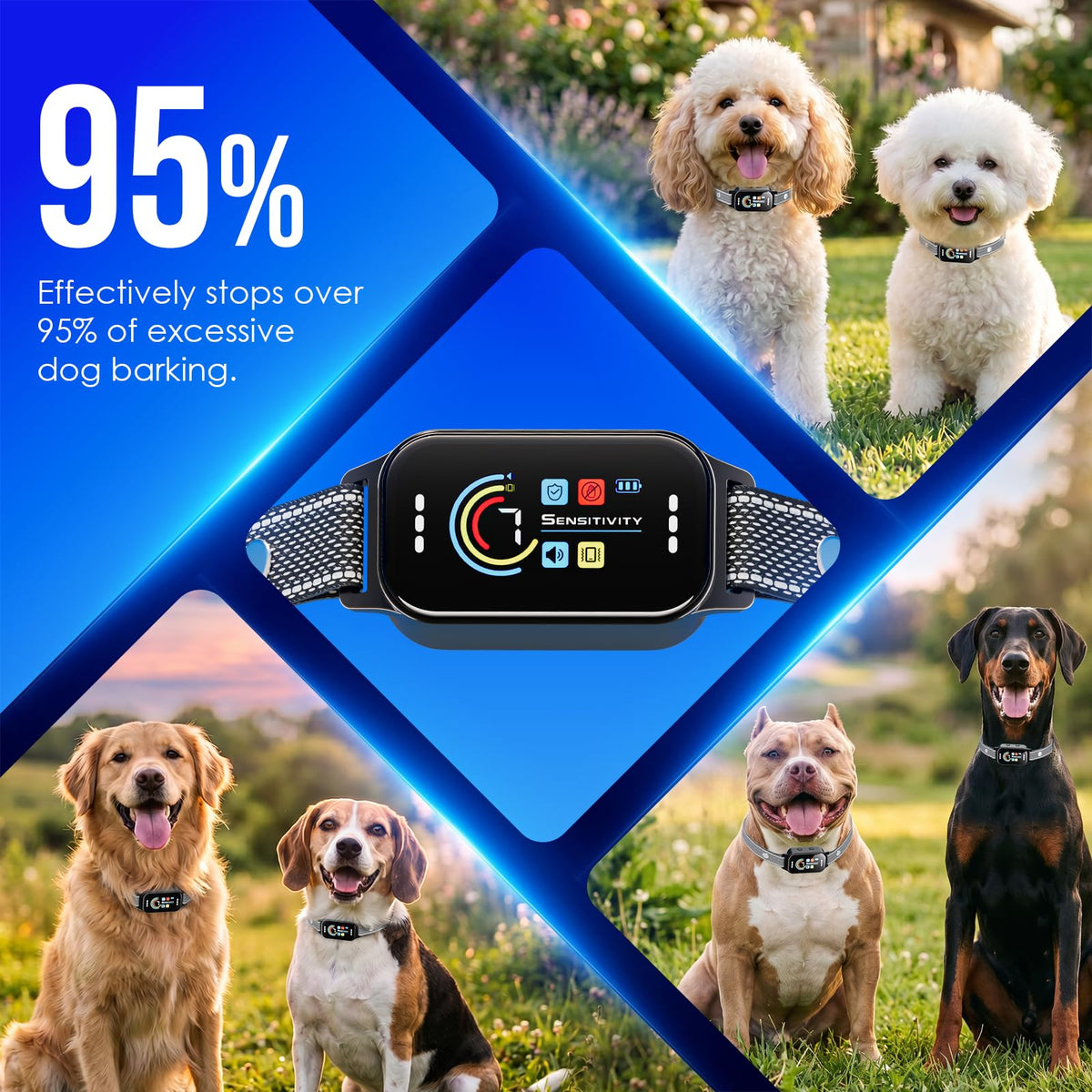 Dog Bark Collar 2 Pack, 7 Sensitivity Levels, 5 Training Modes A67244