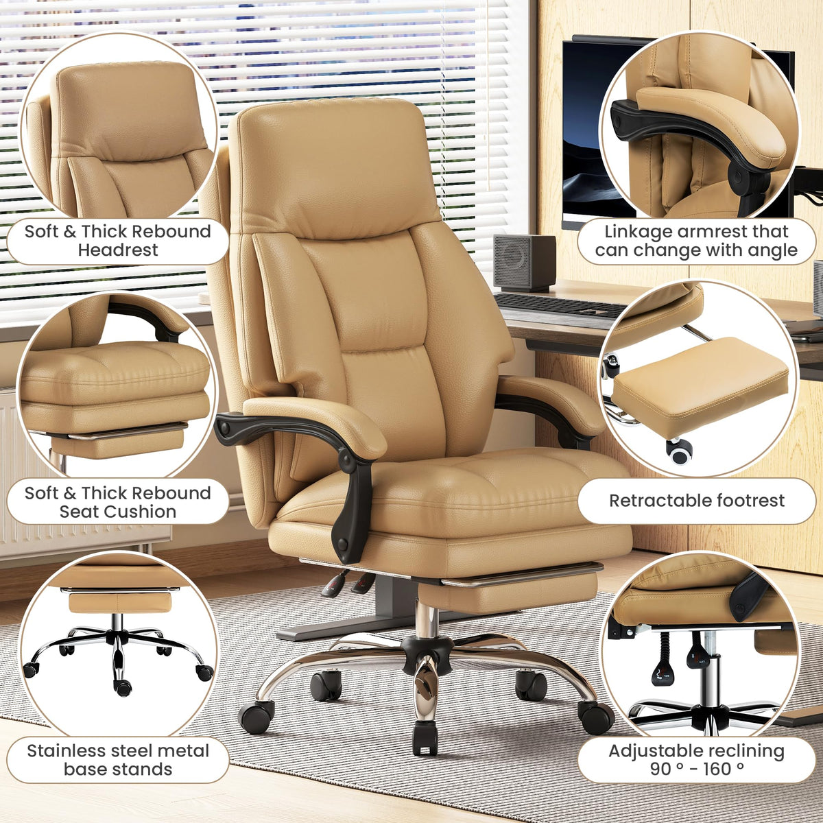 High Back Computer Chair with Soft Cushion G675944
